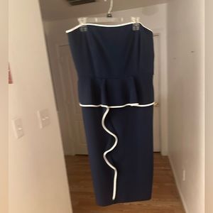 Women’s Navy Blue & White shoulder less dress size 16